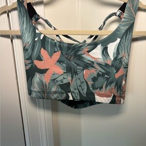 Onzie Tropical Print Bra - Green and Pink